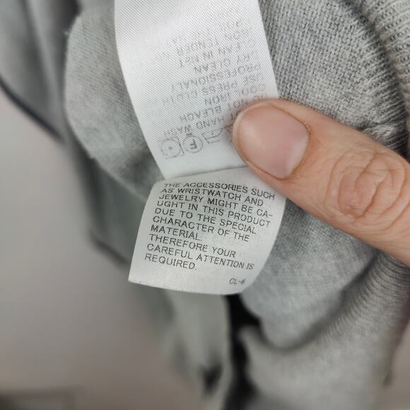 Tsumori Chisato Sweater Womens Medium Gray Ruffled Short Sleeve Cotton Silk FLAW - Picture 10 of 11